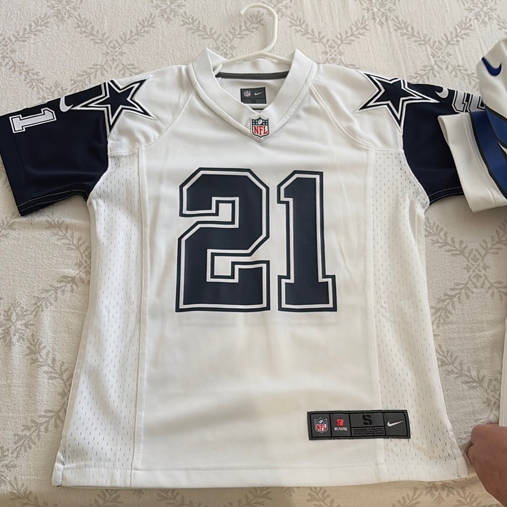 Nike White and Navy Football Jersey